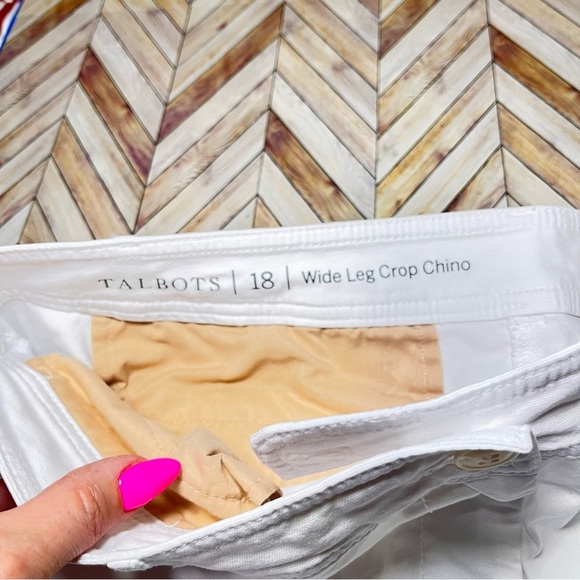 TALBOTS Wide Leg Crop Chino Pants‎ White Cotton Spandex Plus Size Spring Coastal - Picture 3 of 9